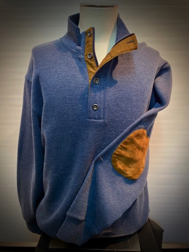 81439-3 Navy
Classic Quarter Zip Pullover
w/ Faux Suede Trim & Patch