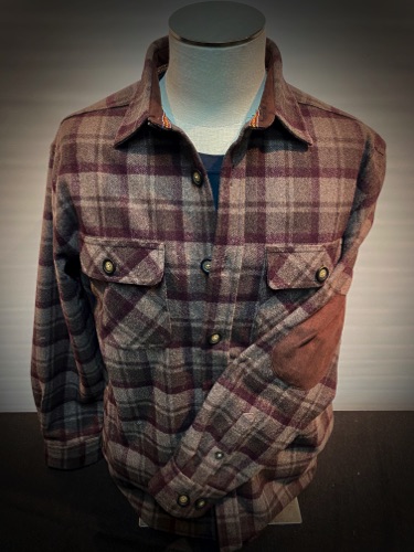82281-9 Chocolate/Port
Soft Wool Blend Hvy Flannel
w/ Faux Suede
4900-89 Wine Tee
